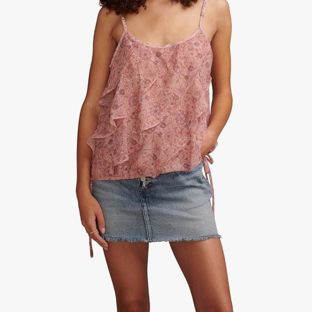 Lucky Brand Pink Ruffled Camisole Top